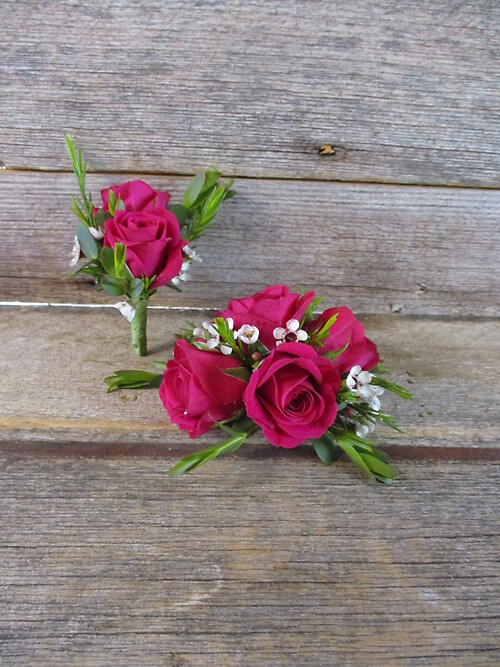 Hot Pink Corsage and Boutonniere