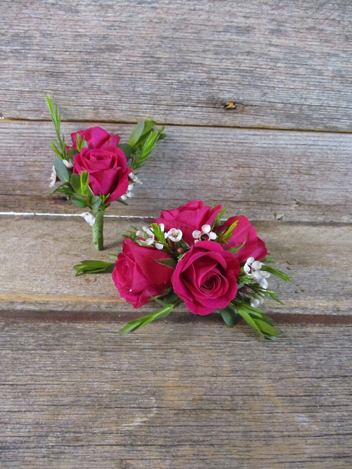 Hot Pink Corsage and Boutonniere