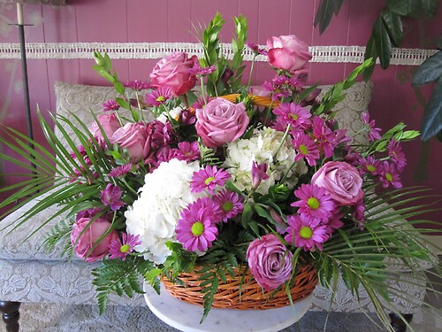 Lavender and White Basket