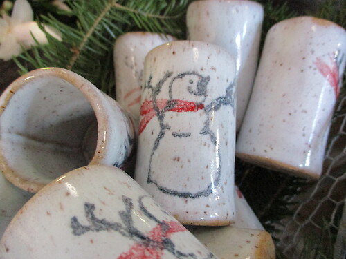 Handcrafted Taper Candle Holder (snowman)